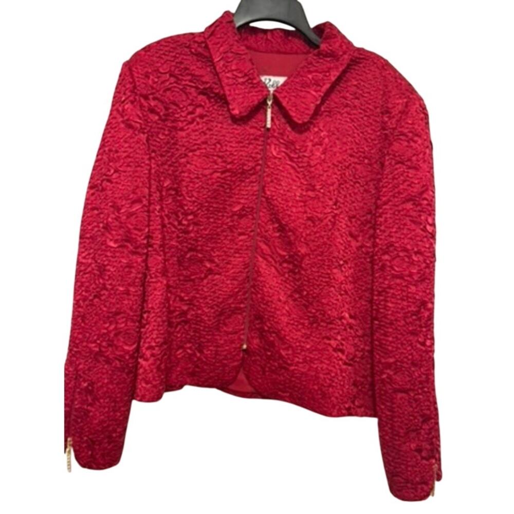 Joseph Ribkoff jacket rose motif zip 16 XL